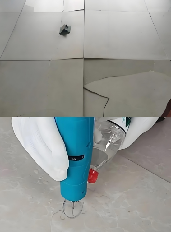 瓷磚大面積空鼓?老瓦工絕招：不用鏟除直接灌膠修復術